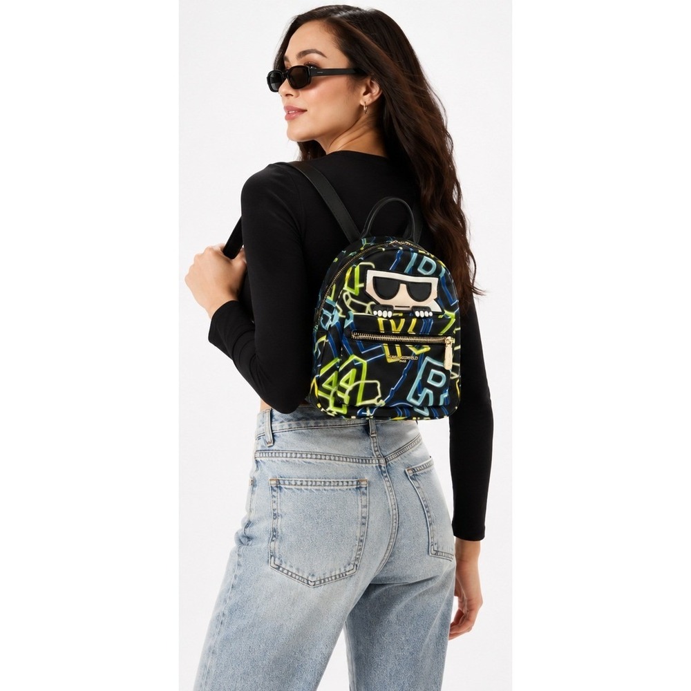 KARL LAGERFELD PARIS Maybelle Graffiti Mini Backpack Black Multicolor